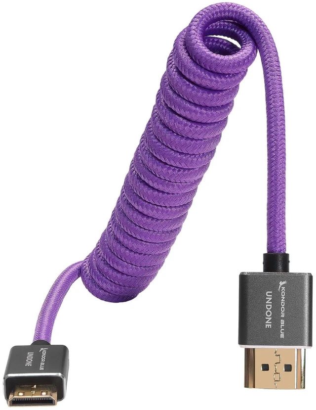 Alt view image 5 of 5 - KONDOR BLUE x Gerald Undone | Mini HDMI to Full HDMI Cable 12" -24" Braided Coiled | 4K 60Hz, 18Gbps, HDR, 3D Video & Nylon Braided with Reinforced connectors | Purple