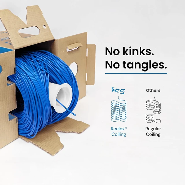 Alt view image 4 of 7 - 600MHz CAT6e Bulk Cable with 23 AWG UTP Solid Wires, CMR Jacket in a Pull Box, 1000 Feet - Blue