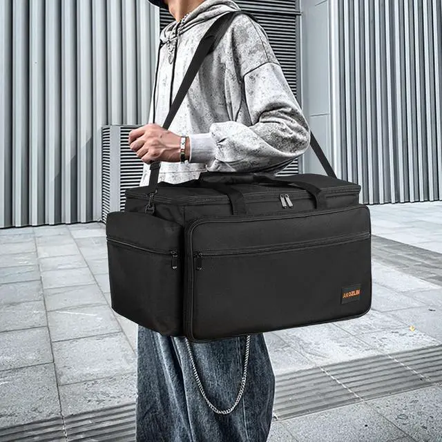 Alt view image 7 of 7 - AKOZLIN DJ Cable File Bag with Detachable Dividers and Bottom Cable Bags for Musicians Travel Gig Bag for 15.6" Laptop,Professional DJ Gear, Sound Instrument and Music Equipment Accessories