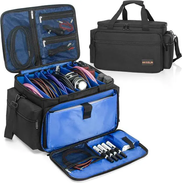 Main image of AKOZLIN DJ Cable File Bag with Detachable Dividers and Bottom Cable Bags for Musicians Travel Gig Bag for 15.6" Laptop,Professional DJ Gear, Sound Instrument and Music Equipment Accessories