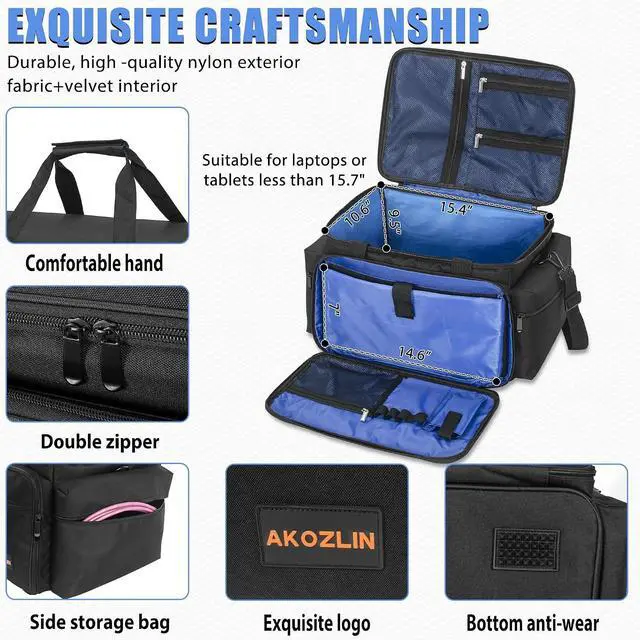 Alt view image 3 of 7 - AKOZLIN DJ Cable File Bag with Detachable Dividers and Bottom Cable Bags for Musicians Travel Gig Bag for 15.6" Laptop,Professional DJ Gear, Sound Instrument and Music Equipment Accessories