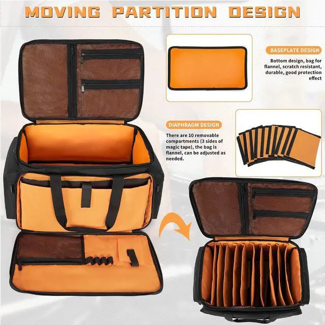 Alt view image 5 of 7 - AKOZLIN DJ Cable File Bag with Detachable Dividers and Bottom Cable Bags for Musicians Travel Gig Bag for 15.6" Laptop,Professional DJ Gear, Sound Instrument and Music Equipment Accessories