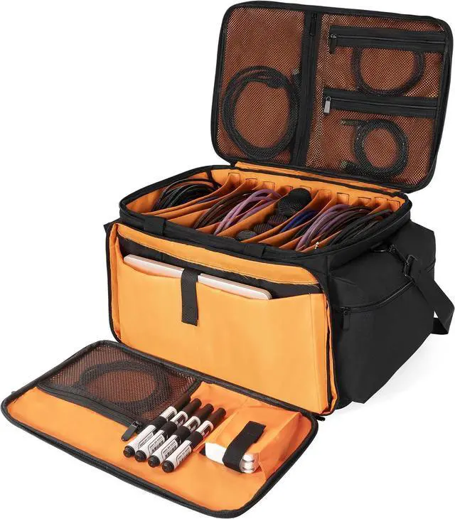 Main image of AKOZLIN DJ Cable File Bag with Detachable Dividers and Bottom Cable Bags for Musicians Travel Gig Bag for 15.6" Laptop,Professional DJ Gear, Sound Instrument and Music Equipment Accessories