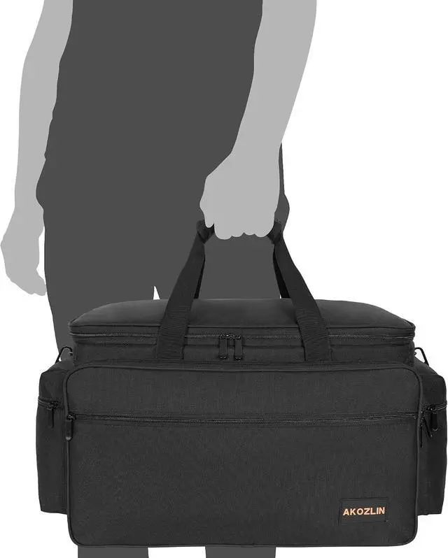 Alt view image 7 of 7 - AKOZLIN DJ Cable File Bag with Detachable Dividers and Bottom Cable Bags for Musicians Travel Gig Bag for 15.6" Laptop,Professional DJ Gear, Sound Instrument and Music Equipment Accessories