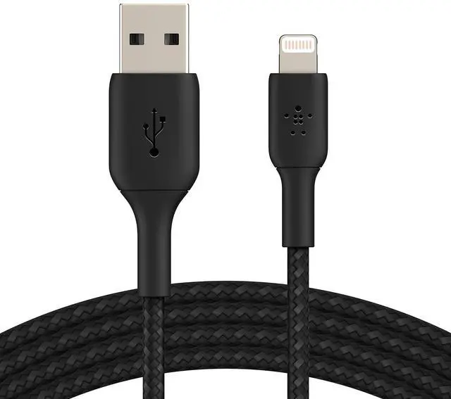 Main image of Belkin Braided Lightning Cable (Boost Charge Lightning to USB Cable for iPhone, iPad, AirPods) MFi-Certified iPhone Charging Cable, Braided Lightning Cable (9.8ft/3m, Black)