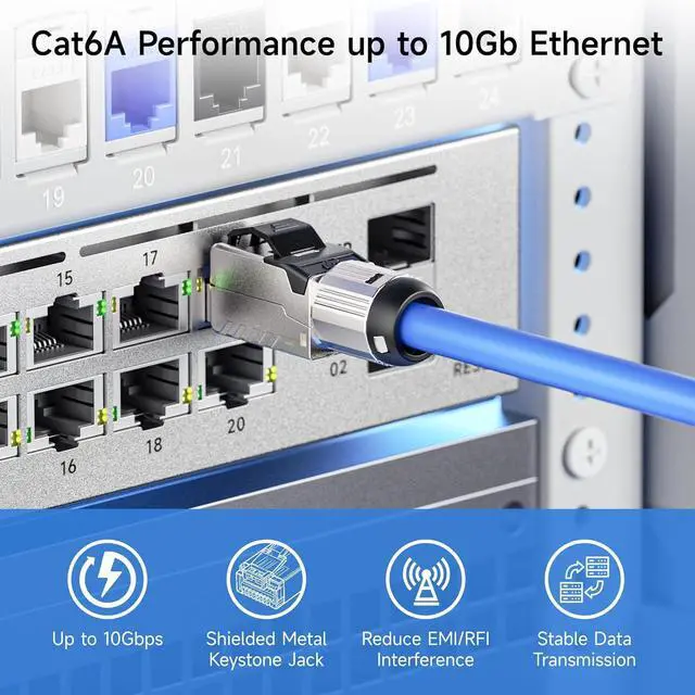 Alt view image 3 of 7 - Cable Matters 6-Pack Tool-Free Shielded Cat6A RJ45 Field Termination Plug, 10Gbps Cat 6A Ethernet Connector for 23-26 AWG STP Cable, Compatible with Cat 6/5e