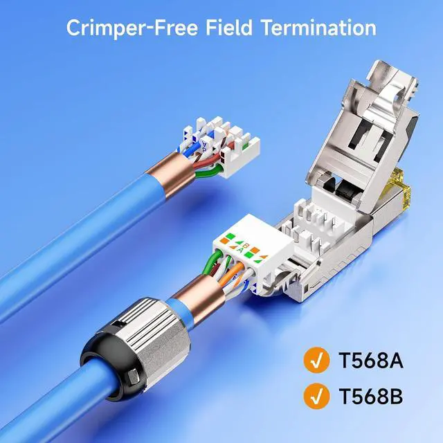 Alt view image 2 of 7 - Cable Matters 6-Pack Tool Free Shielded RJ45 Cat 8, Cat8 Field Termination Plug, Cat8 Connector, Cat8 Plug