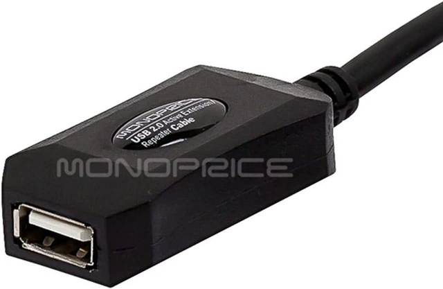 Alt view image 2 of 4 - Monoprice 16ft 5M USB 2.0 A Male to A Female Active Extension/Repeater Cable use w/PlayStation, Xbox, Kinenct, Oculus VR, USB Flash Drive, Printer