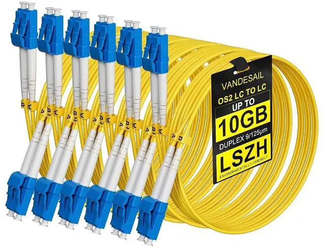 Main image of 6 Pack 3M(9.84ft) LC to LC Single Mode Fiber Patch Cable, Individually Tested, LSZH OS2 Fiber Optic Ethernet Cable, SMF Duplex 1G/10G Fiber Cable 9/125µm, Patch Cord for SFP+ Transceiver