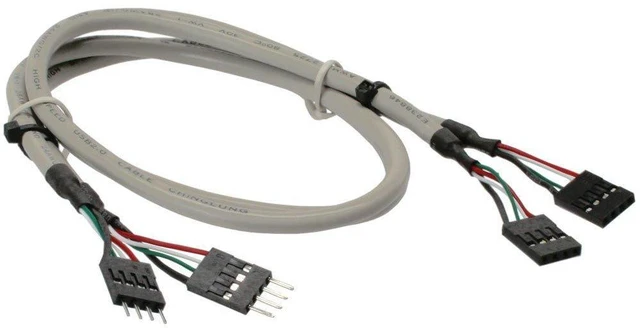 Main image of InLine 33440C 2X Pin Plug 4-Pin to Pin Plug USB 2.0 Internal Extension Cable 0.6 m 1 Stck