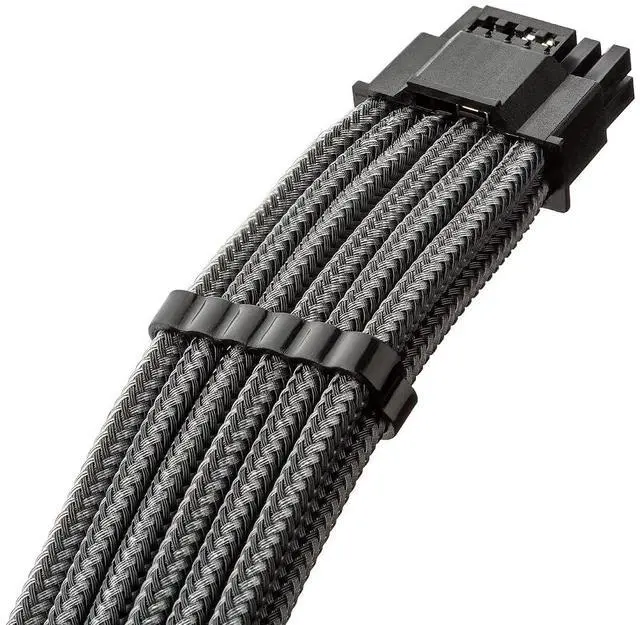 Alt view image 2 of 3 - CableMod C-Series ModMesh Sleeved 12VHPWR StealthSense PCI-e Cable for Corsair (Carbon, 16-pin to Triple 8-pin, 60cm)