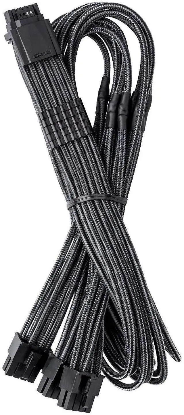 Main image of CableMod C-Series ModMesh Sleeved 12VHPWR StealthSense PCI-e Cable for Corsair (Carbon, 16-pin to Triple 8-pin, 60cm)