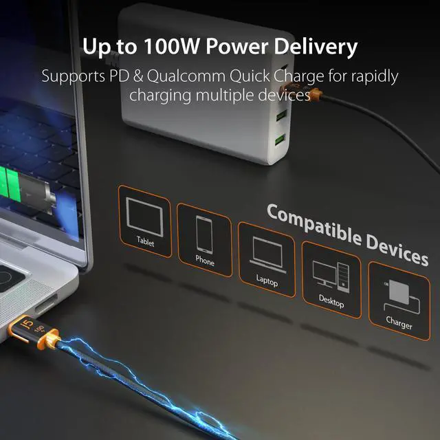 Alt view image 2 of 7 - j5create USB C to USB C 100W Fast Charging Cable 5.9ft / 1.8m, Double Braided, Built-In E-Marker Chip, for Samsung Galaxy, iPad Pro, iPad mini, Tablet, Laptop, Chromebook, MacBook Pro 2020 (JUCX25L18)