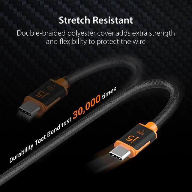 Alt view image 4 of 7 - j5create USB C to USB C 100W Fast Charging Cable 5.9ft / 1.8m, Double Braided, Built-In E-Marker Chip, for Samsung Galaxy, iPad Pro, iPad mini, Tablet, Laptop, Chromebook, MacBook Pro 2020 (JUCX25L18)