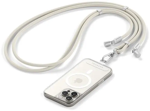 Main image of Satechi OntheGo USB-C Lanyard Cable, 60W Fast Charging, 480Mbps Data Transfer, Built-in Crossbody Strap, Adjustable 1.5m / 4.9ft Braided Cord, USB-C to USB-C Cable for iPhone, Android Sand
