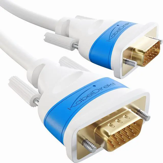 Main image of KabelDirekt VGA Cable for Maximum Video Quality Thanks to high-Purity Copper Conductors 3ft (Full HD, Connects Computers to Screens/projectors, 15-pin D-Sub VGA Monitor Cable, White)