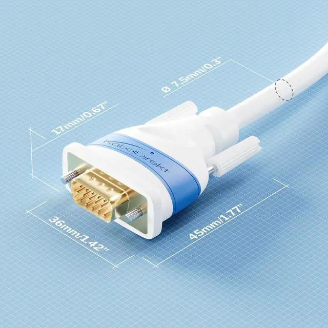 Alt view image 4 of 7 - KabelDirekt VGA Cable for Maximum Video Quality Thanks to high-Purity Copper Conductors 3ft (Full HD, Connects Computers to Screens/projectors, 15-pin D-Sub VGA Monitor Cable, White)