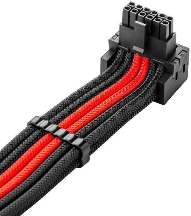Alt view image 4 of 5 - CableMod Universal Pro ModMesh Sleeved 12V-2x6 12VHPWR 90° StealthSense Direct PCIe Cable (Variant B, Black + Red)