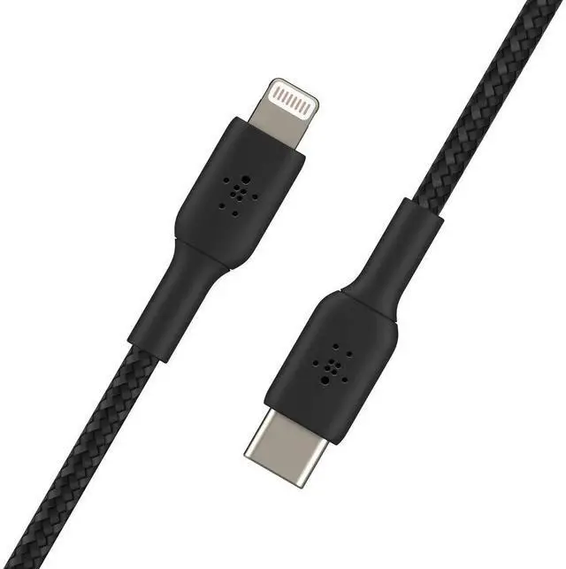 Alt view image 4 of 5 - Belkin BoostCharge Nylon Braided USB C to Lightning Cable 6.6ft/2M - MFi Certified 18W Power Delivery iPhone Charger Cord - Apple Charger USB C Cable - Fast Charging for iPhone 14, iPhone 13 - Black