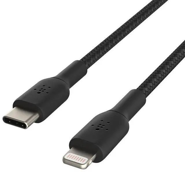 Alt view image 5 of 5 - Belkin BoostCharge Nylon Braided USB C to Lightning Cable 6.6ft/2M - MFi Certified 18W Power Delivery iPhone Charger Cord - Apple Charger USB C Cable - Fast Charging for iPhone 14, iPhone 13 - Black