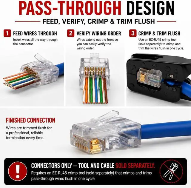 Alt view image 2 of 6 - Platinum Tools 100003B EZ-RJ45 Cat5E Connector, 100-Pack