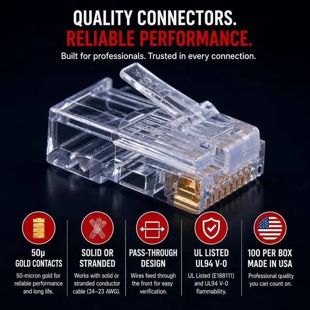 Alt view image 5 of 6 - Platinum Tools 100003B EZ-RJ45 Cat5E Connector, 100-Pack