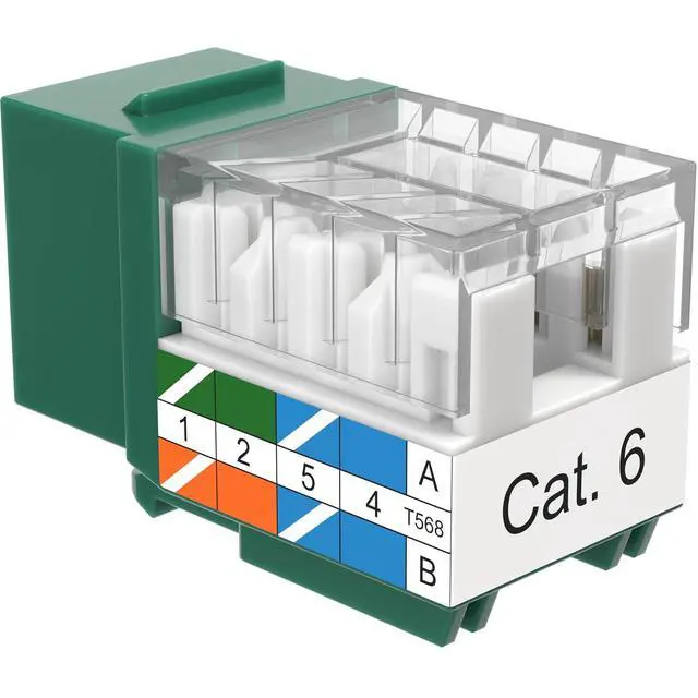 Alt view image 7 of 7 - cctv_4less Cat6 RJ45 Keystone Jack Punch-Down Network 45 Degree Green Pack of 50