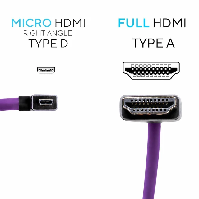 Alt view image 2 of 4 - KONDOR BLUE x Gerald Undone | Micro HDMI to HDMI Cable 12"-24" Braided Coiled (Right Angle) | 4K 60Hz, 18Gbps, HDR, 3D Video & Nylon Braided with Reinforced connectors | Purple