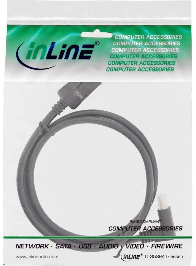 Alt view image 2 of 3 - InLine® DisplayPort 1.4 Cable, 8K4K, Upward Angled, Black/Gold, 1 m
