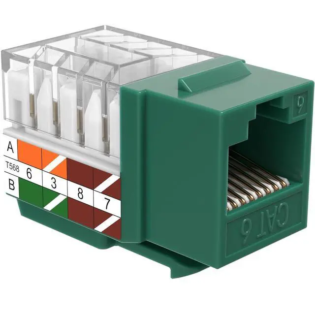 Alt view image 5 of 7 - cctv_4less Cat6 RJ45 Keystone Jack Punch-Down Network 45 Degree Green Pack of 50