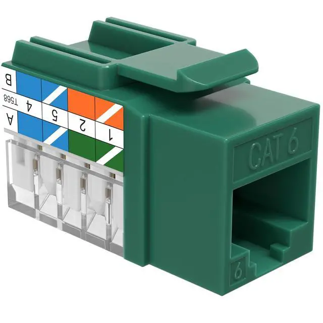 Alt view image 6 of 7 - cctv_4less Cat6 RJ45 Keystone Jack Punch-Down Network 45 Degree Green Pack of 50