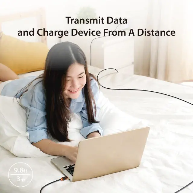 Alt view image 7 of 7 - j5create USB C to USB C 100W Fast Charging Cable 9.8ft / 3m, Double Braided, Built-in E-Marker Chip, for Samsung Galaxy, iPad Pro, iPad mini, Tablet, Laptop, Chromebook, MacBook Pro 2020 (JUCX25L30)