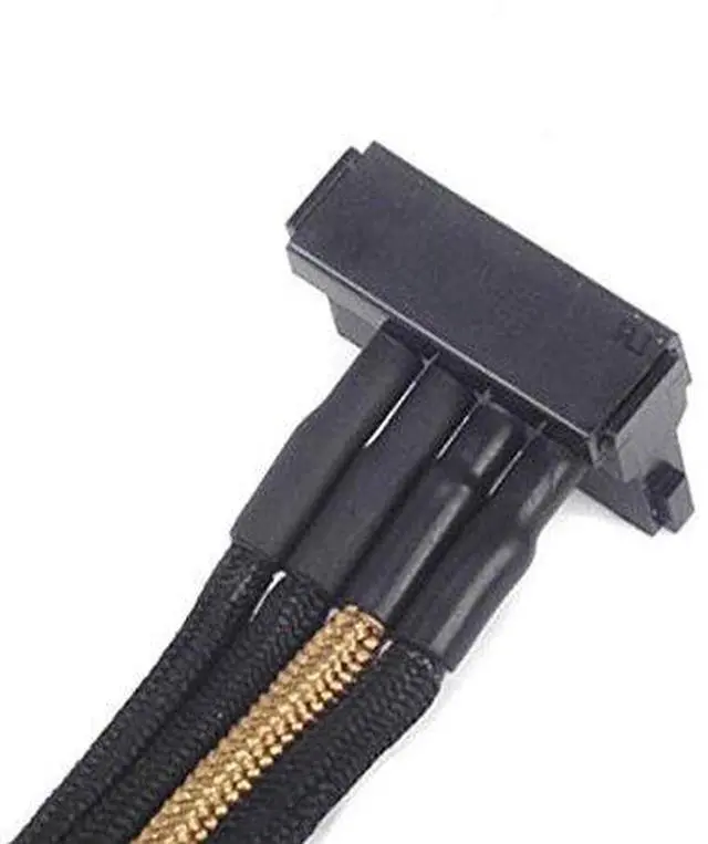 Alt view image 3 of 7 - Silverstone SST-PP07-BTSBG - 30cm Molex to 4X SATA Sleeved Extention Cable, Black Gold