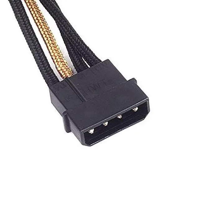 Alt view image 4 of 7 - Silverstone SST-PP07-BTSBG - 30cm Molex to 4X SATA Sleeved Extention Cable, Black Gold