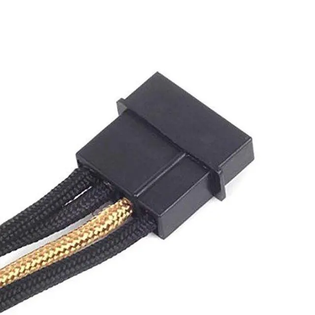 Alt view image 5 of 7 - Silverstone SST-PP07-BTSBG - 30cm Molex to 4X SATA Sleeved Extention Cable, Black Gold