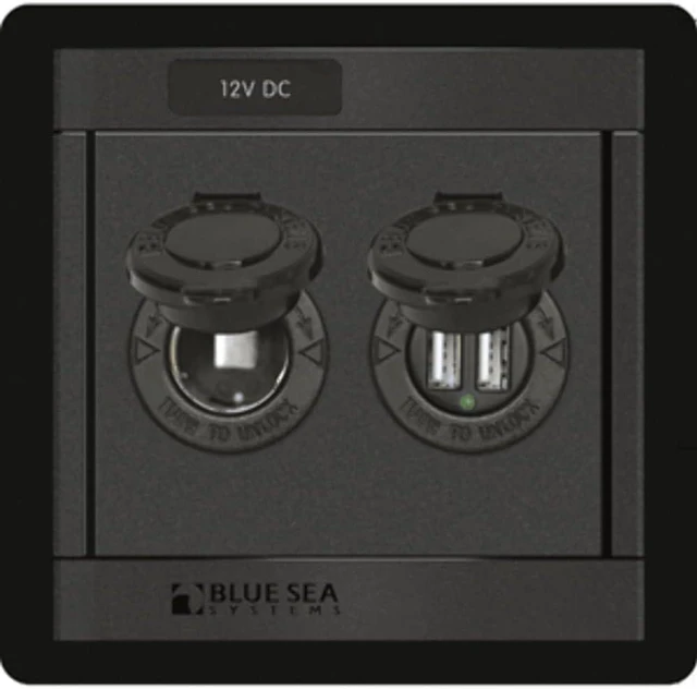 Main image of Blue Sea Systems 1478 Panel 360 12V SCKT/Dual USB CHRG