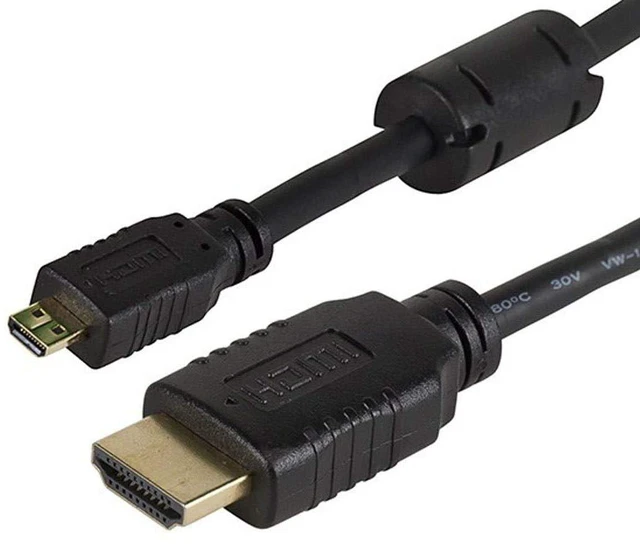 Alt view image 2 of 7 - Monoprice 107555 High Speed HDMI Cable with HDMI Micro Connector, 4K @ 24Hz, 10.2Gbps, 34AWG, 18in, Black