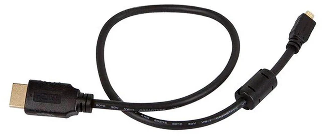 Alt view image 5 of 7 - Monoprice 107555 High Speed HDMI Cable with HDMI Micro Connector, 4K @ 24Hz, 10.2Gbps, 34AWG, 18in, Black