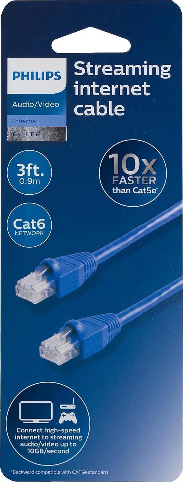 Alt view image 5 of 7 - PHILIPS Cat 6 Ethernet Cable, 3 ft. Blue, 1 Gbps 250MHz, High Speed Internet Network LAN, for Modems, Routers, PC, Playstation, Xbox, Gaming, Streaming, SWN7115A/27