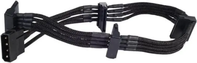 Main image of Silverstone Tek Sleeved Extension Power Supply Cable with 1 x 4-Pin to 4 x SATA Connectors (PP07-BTSB)