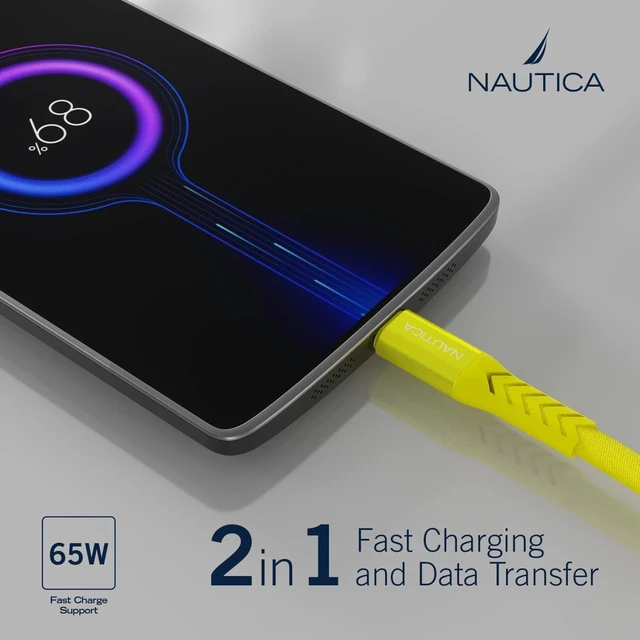 Alt view image 2 of 7 - Nautica C30 Type-C to Type-C 65W Fast Charge and Data Cable 1.2M Yellow
