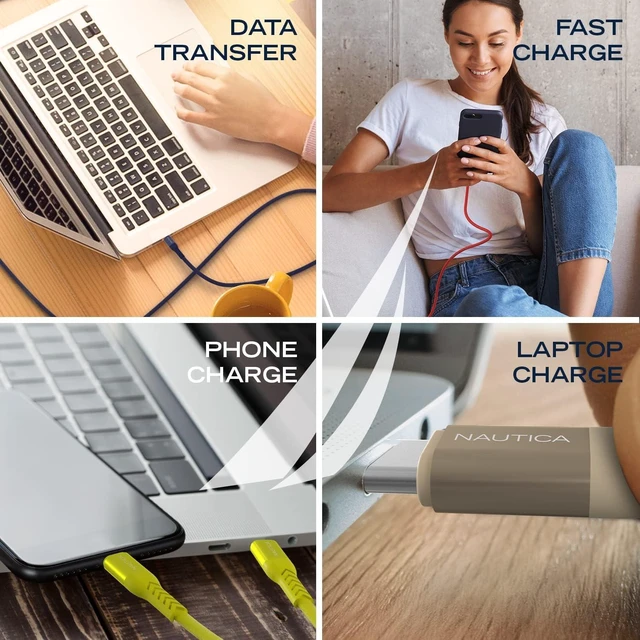 Alt view image 4 of 7 - Nautica C30 Type-C to Type-C 65W Fast Charge and Data Cable 1.2M Yellow