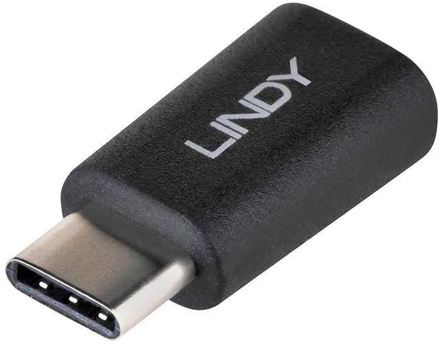 Main image of LINDY 41896 USB 2.0 Type C Male to Micro-B Female Adapter - Black