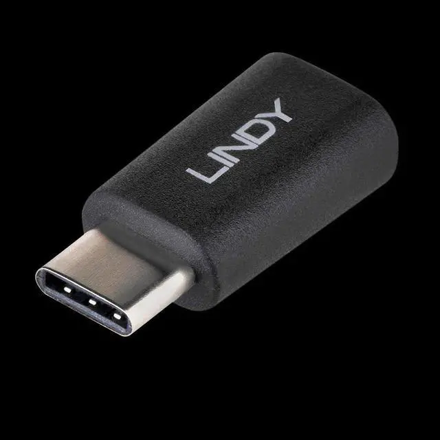 Alt view image 3 of 4 - LINDY 41896 USB 2.0 Type C Male to Micro-B Female Adapter - Black