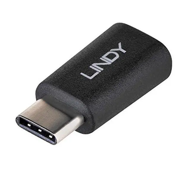 Alt view image 4 of 4 - LINDY 41896 USB 2.0 Type C Male to Micro-B Female Adapter - Black