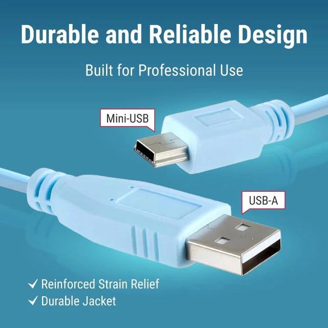 Alt view image 3 of 7 - Cisco Blue USB Console Cable, 6', CAB-CONSOLE-USB - Lifetime Warranty