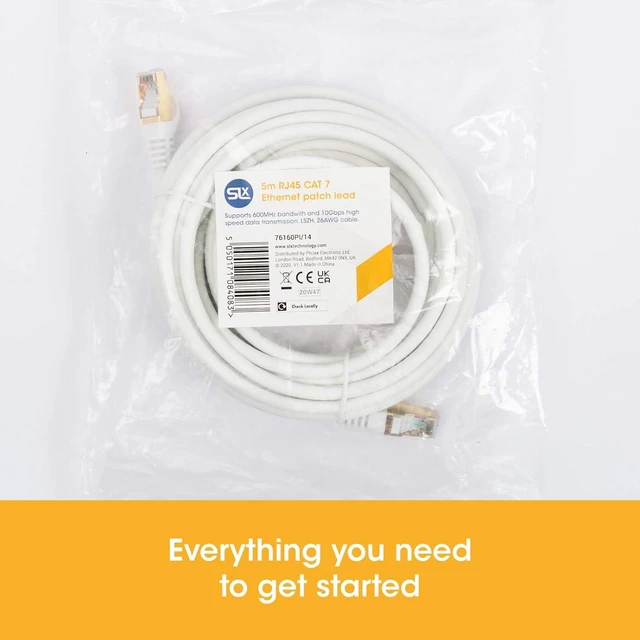 Alt view image 5 of 5 - SLx Network Cable, 5M CAT 7 Ultra-Fast 10GBps Long Ethernet Cable Newest 2021 Internet Cable RJ45 Connection Ideal for Internet, Modem, Gaming, PS5 & Xbox, TV, PC, White