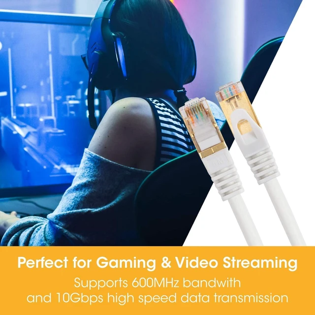 Alt view image 4 of 5 - SLx Network Cable, 5M CAT 7 Ultra-Fast 10GBps Long Ethernet Cable Newest 2021 Internet Cable RJ45 Connection Ideal for Internet, Modem, Gaming, PS5 & Xbox, TV, PC, White