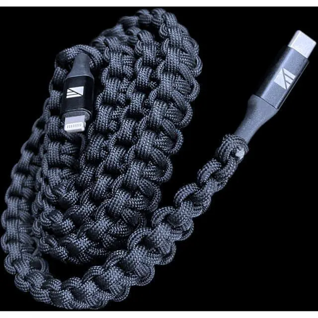 Alt view image 2 of 5 - Dark Energy Lightning to C Paracord Cable Black