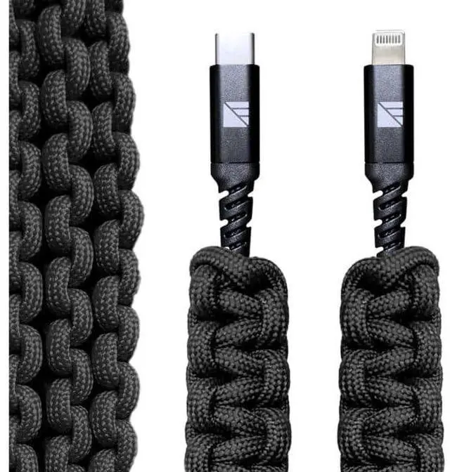 Main image of Dark Energy Lightning to C Paracord Cable Black